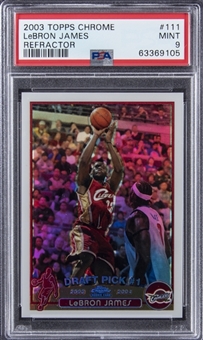 2003-04 Topps Chrome Refractor #111 LeBron James Rookie Card – PSA MINT 9